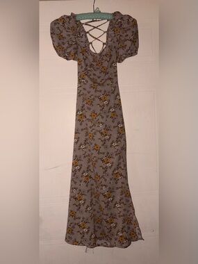 Forever 21 Beige Floral Dress with Mustard Flowers